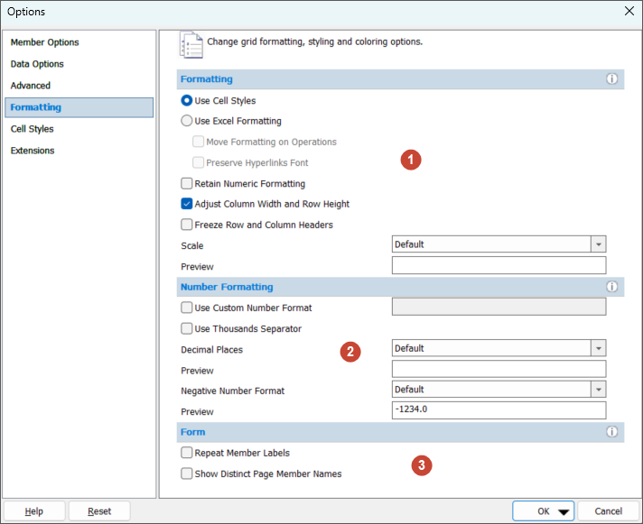 Formatting Options